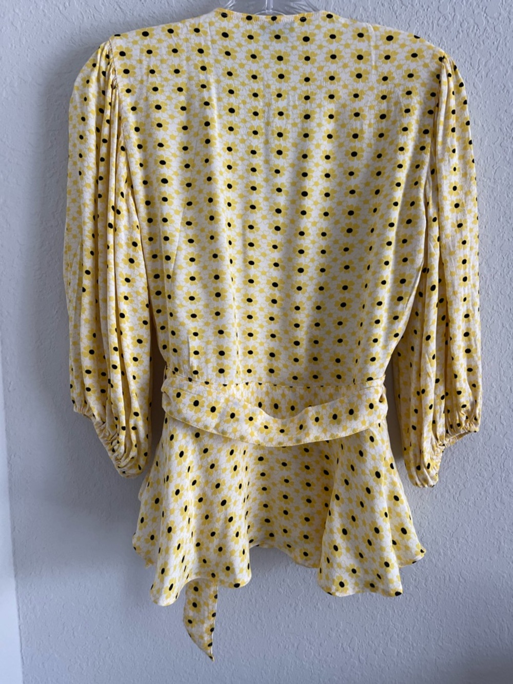Ganni Yellow Floral Wrap Peplum Blouse - Picture 8 of 14